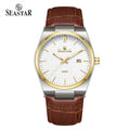 Seastar Checkered Dial Leather Straps Men's Watch 1500