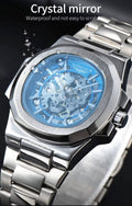 LONGLUX Men Automatic Mechanical Watch Luxury Watches Waterproof Skeleton Business Cheap Wholesale Stainless Steel Gift Watch